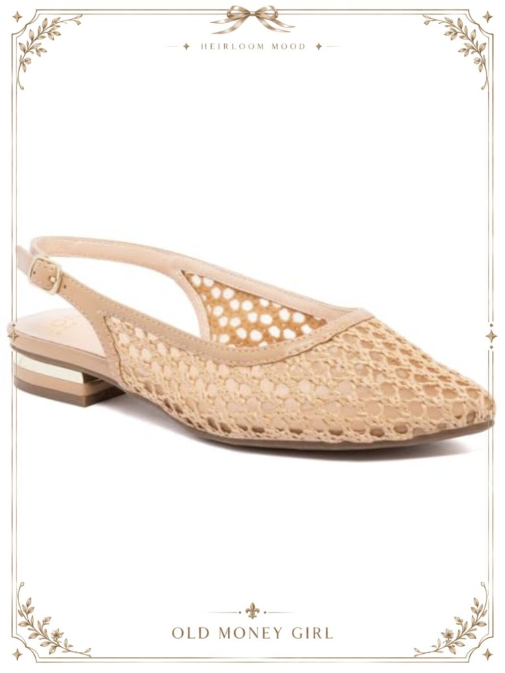 Slingback Flats Pointed Toe Faux Leather Dress Shoes Low Heel